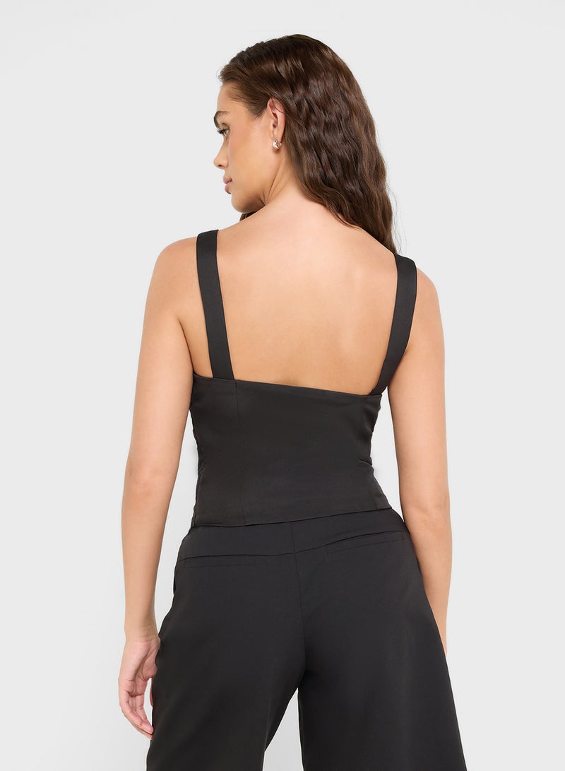 Ginger V Neck Diamante Bow Detail Top - Image 2