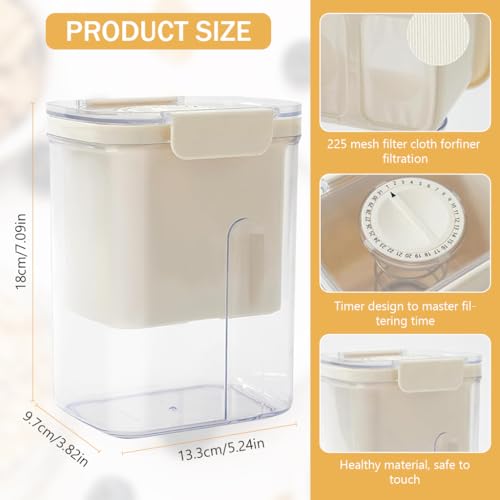 HASTHIP® Hung Curd Strainer Box 1000 ml, Greek Yogurt Maker, Spring-Loaded Yogurt Press for Home, Yogurt Strainer Container Box, Whey Seperator, Beige - Image 2