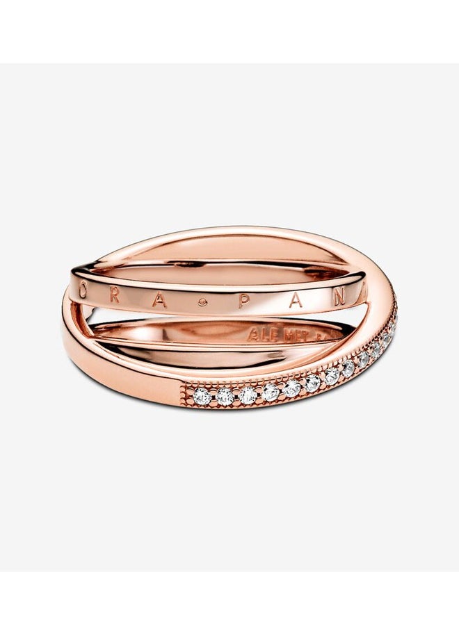 Pandora Violet - Pandora women's ring rose gold diamond ring exquisite and fashionable (size: 54) - Image 1