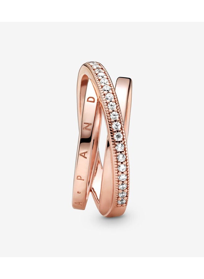 Pandora Violet - Pandora women's ring rose gold diamond ring exquisite and fashionable (size: 54) - Image 1