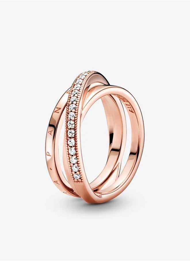 Pandora Violet - Pandora women's ring rose gold diamond ring exquisite and fashionable (size: 54) - Image 1