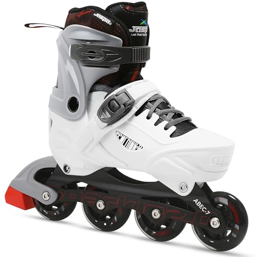 JASPO Sparkle 2.0 Adjustable Inline Roller Skates for Kids & Youth – PU Wheels, ABEC-7 Bearings, Hard Boot, – Aluminium Chassis, 70mm PU 82A Wheels M (20 to 23cms) - Image 1