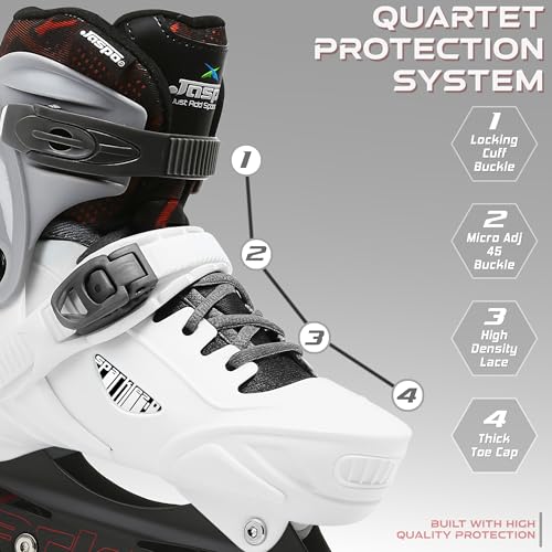 JASPO Sparkle 2.0 Adjustable Inline Roller Skates for Kids & Youth – PU Wheels, ABEC-7 Bearings, Hard Boot, – Aluminium Chassis, 70mm PU 82A Wheels M (20 to 23cms) - Image 3