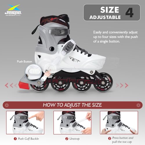 JASPO Sparkle 2.0 Adjustable Inline Roller Skates for Kids & Youth – PU Wheels, ABEC-7 Bearings, Hard Boot, – Aluminium Chassis, 70mm PU 82A Wheels M (20 to 23cms) - Image 4