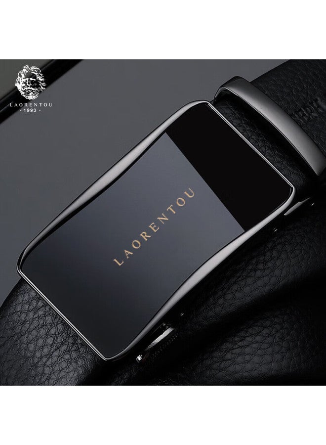 Laorentou Men's Genuine Leather Belt With Automatic Buckle, Business Waistband, Birthday Gift For Boyfriend Or Husband, 115-125 - Image 1