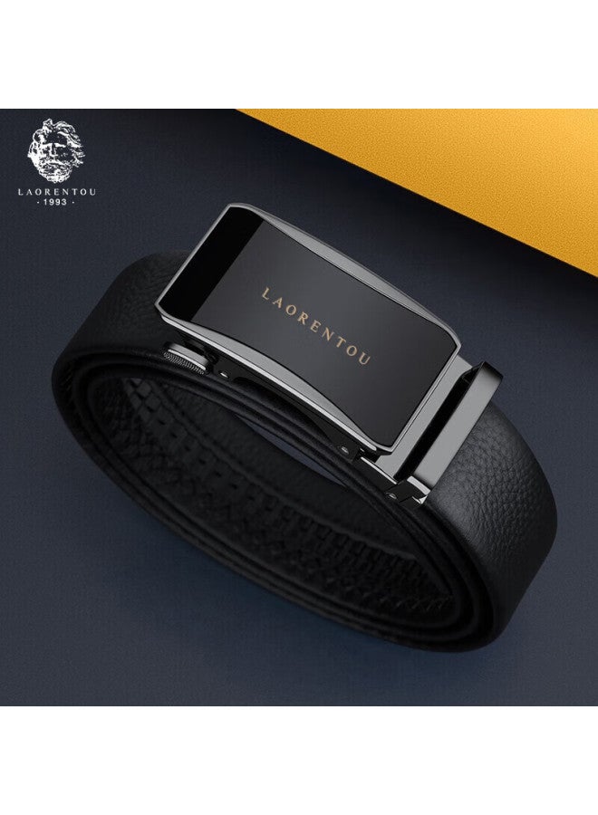 Laorentou Men's Genuine Leather Belt With Automatic Buckle, Business Waistband, Birthday Gift For Boyfriend Or Husband, 115-125 - Image 3