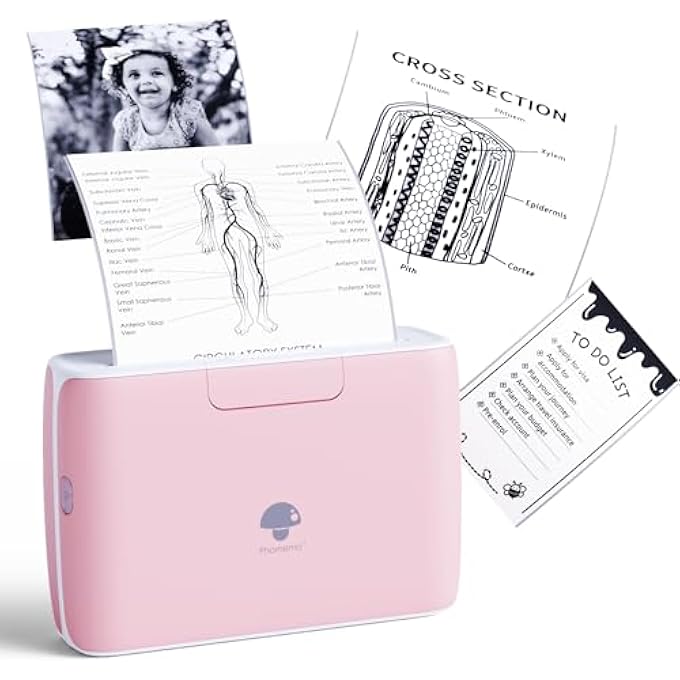 M04S PORTABLE INKLESS PRINTER- BLUETOOTH THERMAL PRINTER STICKER PRINTER, SUPPORT 2/3/4 INCH PRINTING WIDTH, 300DPI, COMPATIBLE WITH IOS+ANDROID, IDEAL FOR DOCUMENTS, NOTES, LABEL, STICKER - Image 1