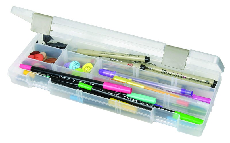 ArtBin 3900AB Solutions Extra Long Box Art Craft Organizer with Removable Dividers 1 Plastic Storage Case Clear 124 x 49