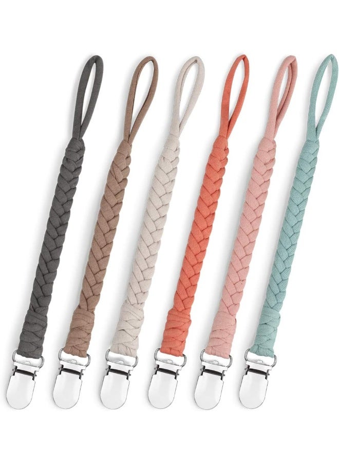 Jheppbay Pacifier Clip for Boys and Girls, Handmade Braided Cotton Baby Pacifier Holder Leash Smoother Clip Fits All Pacifiers Modern Unisex Baby Shower Set 6 Pack - Image 1