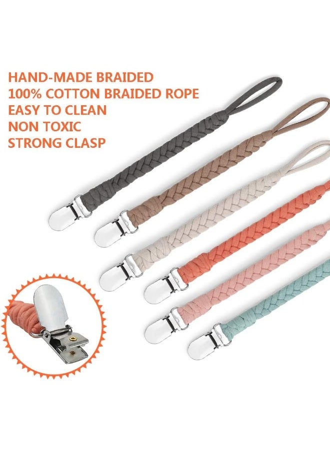Jheppbay Pacifier Clip for Boys and Girls, Handmade Braided Cotton Baby Pacifier Holder Leash Smoother Clip Fits All Pacifiers Modern Unisex Baby Shower Set 6 Pack - Image 2