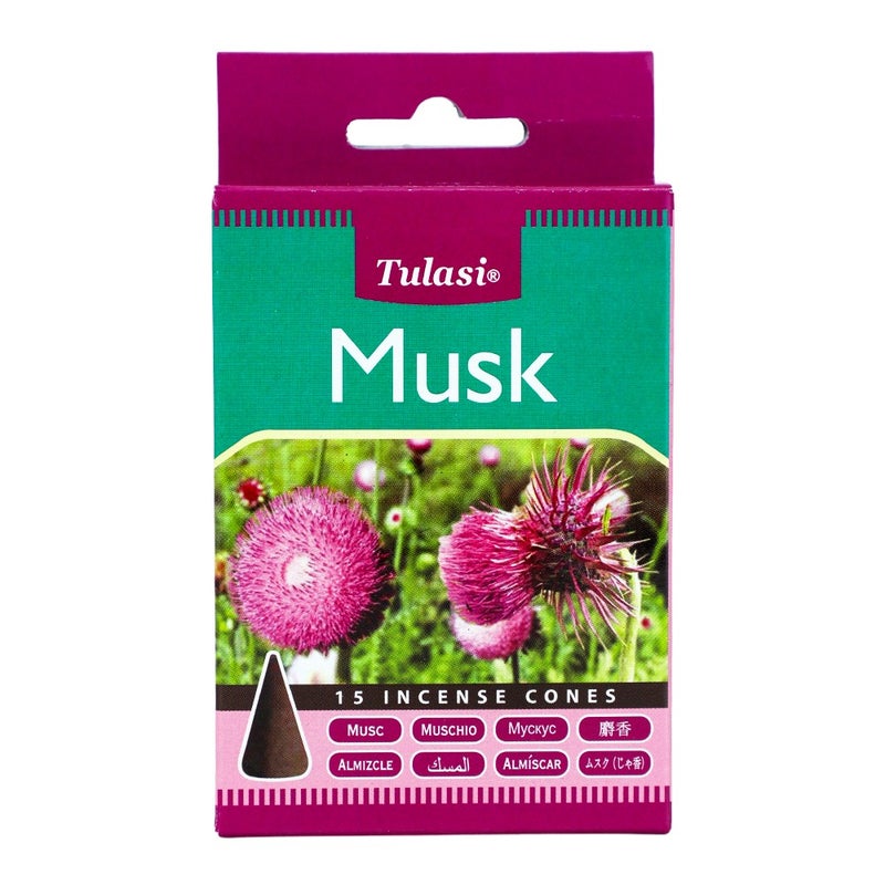 Tulasi Musk Dhoop Incense Cones for Pooja, Prayer, Meditation & Home Fragrance, 1 Pack - Image 1