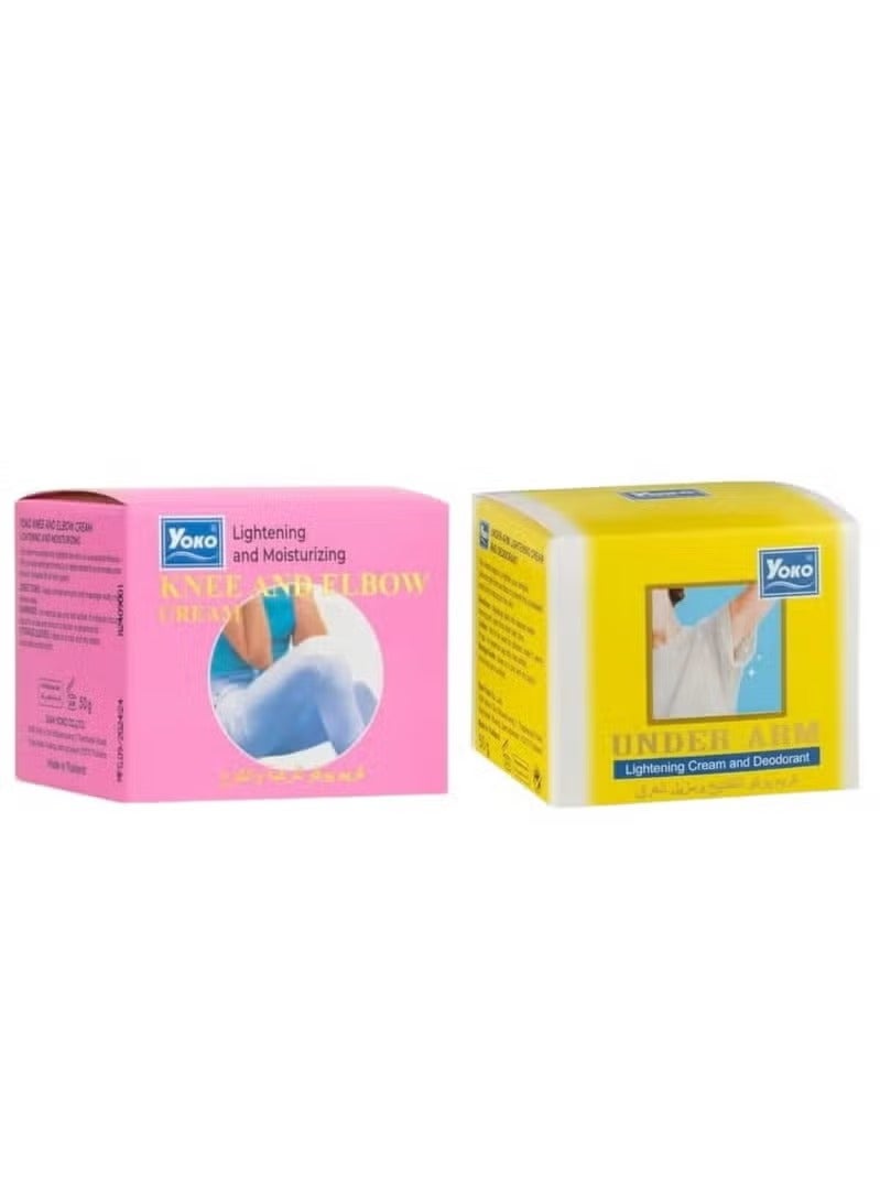 YOKO Set of Underarm Whitening Deodorant Cream and Knee and Elbow Cream each 50g