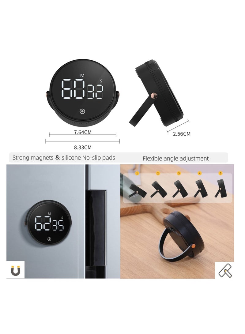 SYOSI Kitchen Timer for Cooking, Digital Timer for Countdown/up with Holder Legible and Bright Display Magnetic Timer with Loud & Adjustable Alarm for Gym, Classroom, Teacher, Kids, Workout (Black) - Image 2