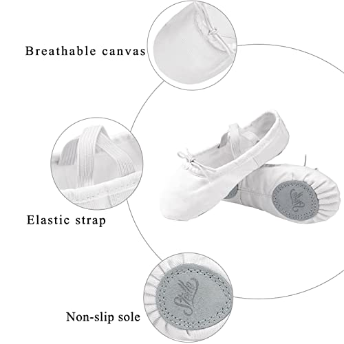Stelle Canvas Ballet Shoes for Girls Dance Ballet Slippers Shoes（Toddler/Little/Big Kid/Women）(9MT,White) - Image 5