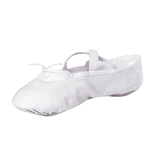 Stelle Canvas Ballet Shoes for Girls Dance Ballet Slippers Shoes（Toddler/Little/Big Kid/Women）(9MT,White) - Image 1