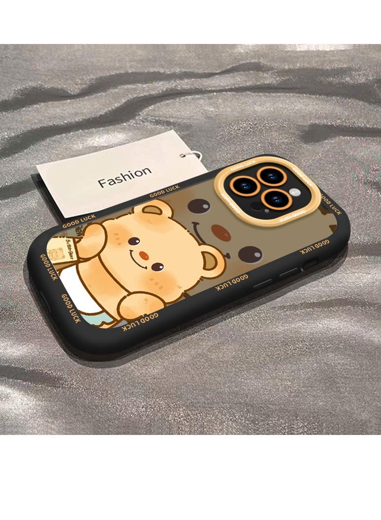NIBEMINENT Cute Cheeky Bear Protective TPU Case Cover For iPhone 16, Black