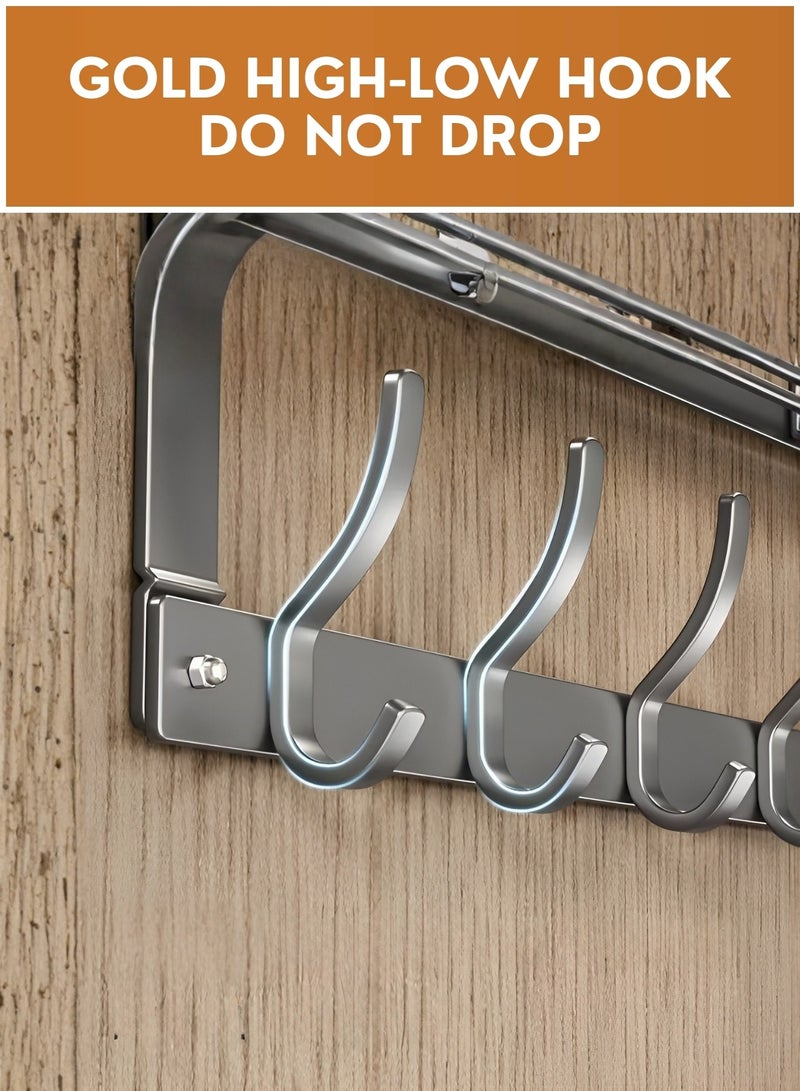 JUNI Over The Door Hooks with Shelf – 6 Hook No-Drill Door Hanger Organizer, Heavy-Duty Metal Over Door Rack for Bathroom, Shower Door, Bedroom & Dorm Storage - Image 5