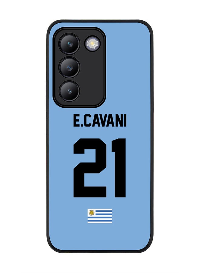 Stylizedd Rugged Black edge case for Vivo V30 Lite 5G, Slim fit Case Flexible TPU Gel Thin Cover -  Football Team - Uruguay , Player Name - E.Cavani - Image 1
