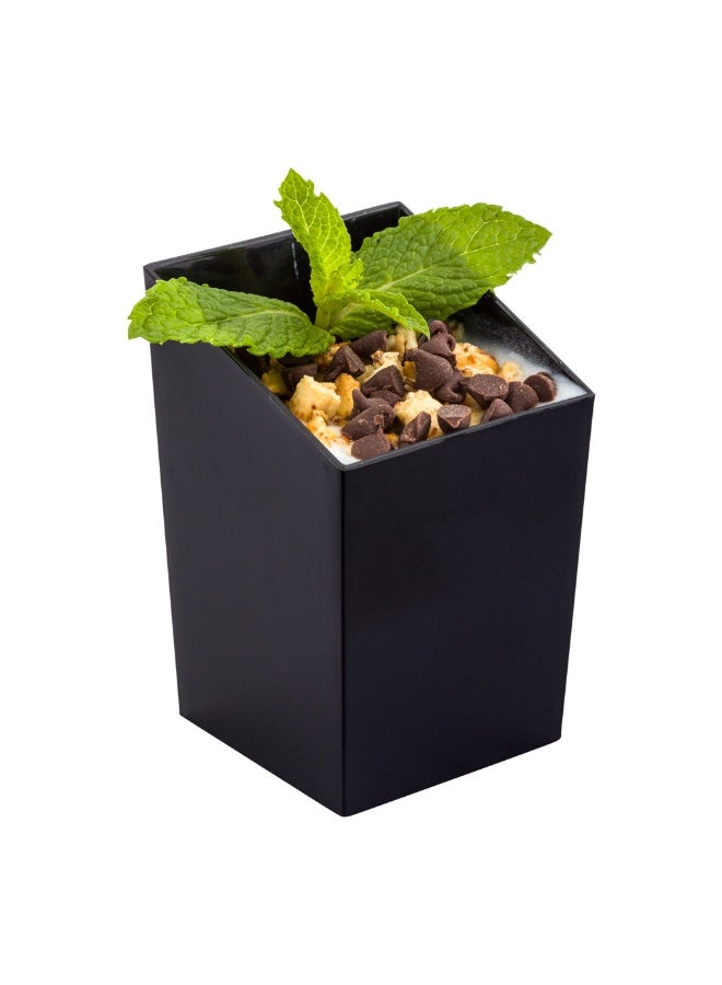 Restaurantware 3 Ounce Appetizer Cups, 100 Incline Shooter Cups - Disposable, Small, Black Plastic Mini Dessert Cups, For Mousses, Parfaits, Or Jello, For Weddings Or Catering - Image 2