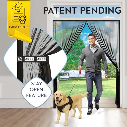 AUGO Magnetic Screen Door - Self Sealing, Heavy Duty, Hands Free Mesh Partition Keeps Bugs Out - Pet and Kid Friendly - Patent Pending Keep Open Feature - 74 Inch x 81 Inch - Image 2