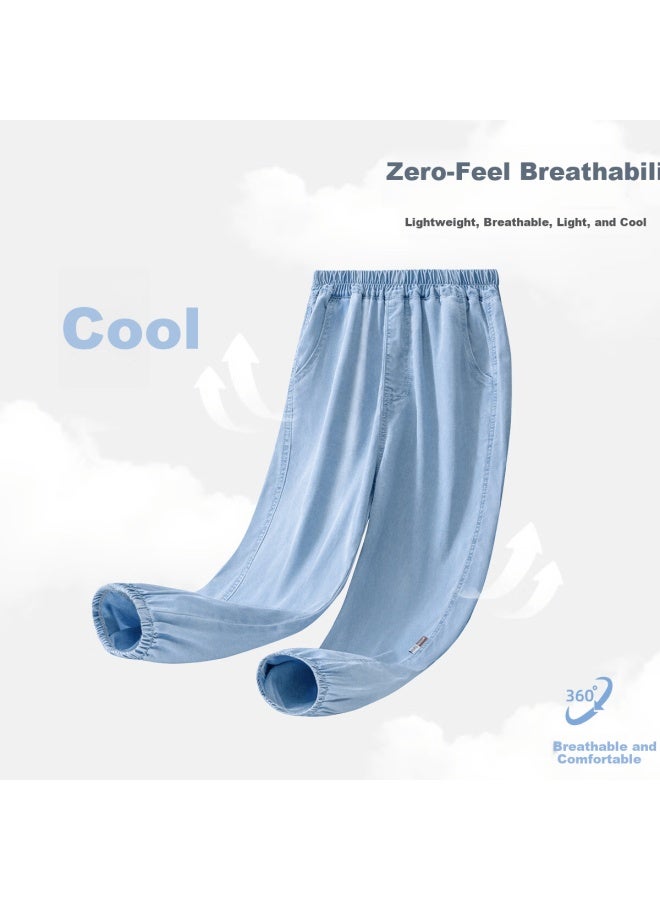 Pepco Girls' Denim Tencel Straight-leg Pants Spring Summer New Cool Sun-protective Mosquito-repellent Jogger Pants For Older Kids Size 150 - Image 1