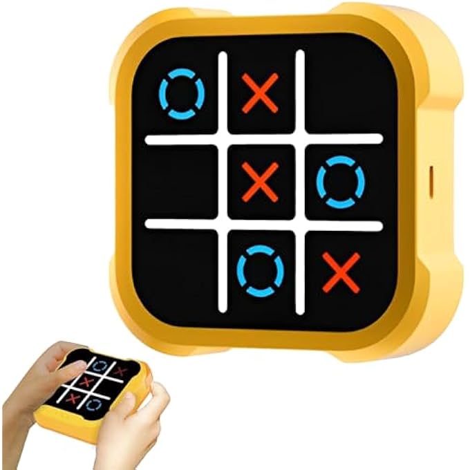 TIC TAC TOE BOLT GAME, 4-IN-1 ELECTRONIC HANDHELD PUZZLE CONSOLE, PORTABLE TRAVEL BRAIN GAME FOR KIDS & ADULTS, INFINITE MEMORY FLASH, WHACK-A-MOLE, STRATEGY BOARD GAME FOR LEARNING FUN - Image 1