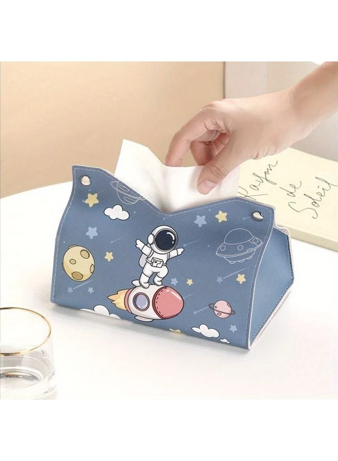 صندوق مناديل جلد أزرق فاتح على شكل ثماني الأضلاع مزين بموضوع رائد فضاء مقاوم للماء لتزيين المنزل - Image 5