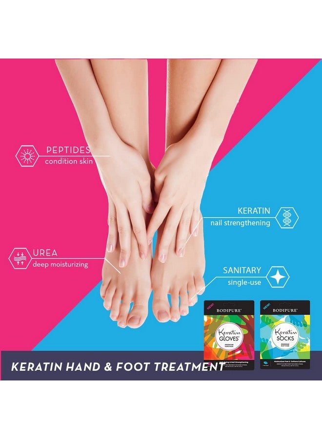 Bodipure Premium Hand And Foot Mask | Moisturizing Kertain Gloves & Socks | Hydrating Dull Dry Hands, Cracked Heels, Callus Softening & Nail Strengthening | Chemical-Free Feet Treatment | (6+6 Pack) - Image 2