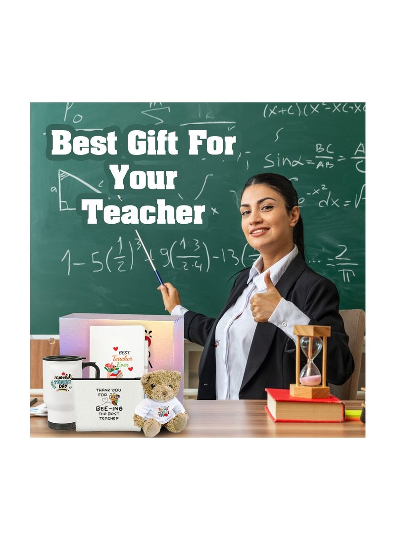 PRINTSHOP4ME Teacher’s Appreciation Pack of 4 Combo Gift Set – Travel Mug, Cosmetic Bag, Teddy Bear Combo Set – Teacher Thank You Gift – Gift for Teacher’s Day, Mentors, and Educators - Image 3