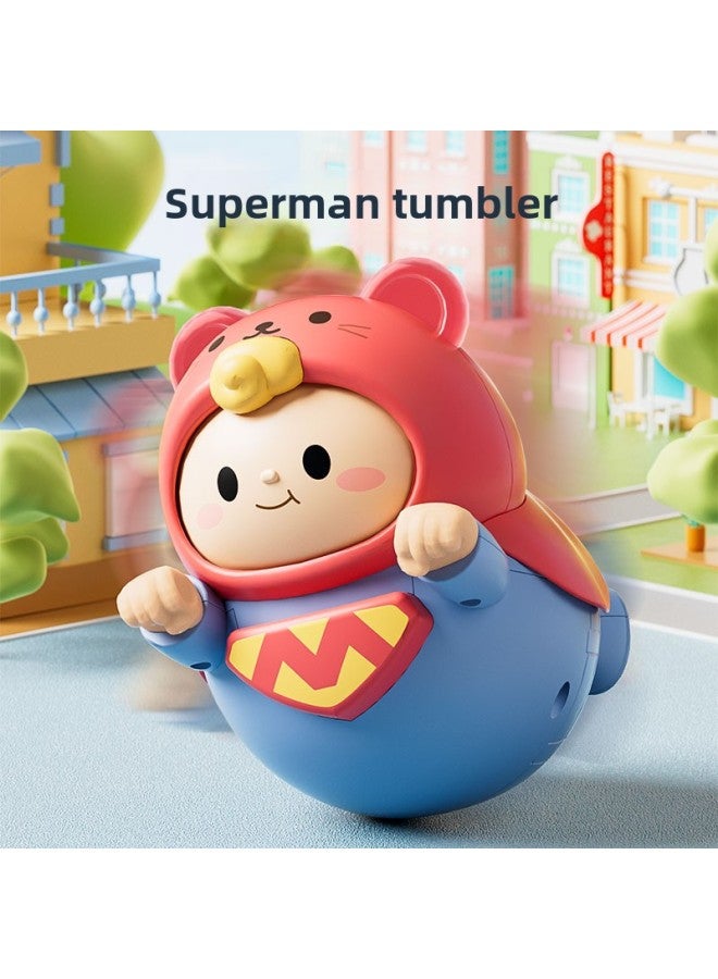 Baby Early Education Puzzle Superman Tumbler Toy Children's Soothing Rattle Can Grit Head Up Training 0-12 Months-Specifications:Superman Tumbler 】 - Image 2