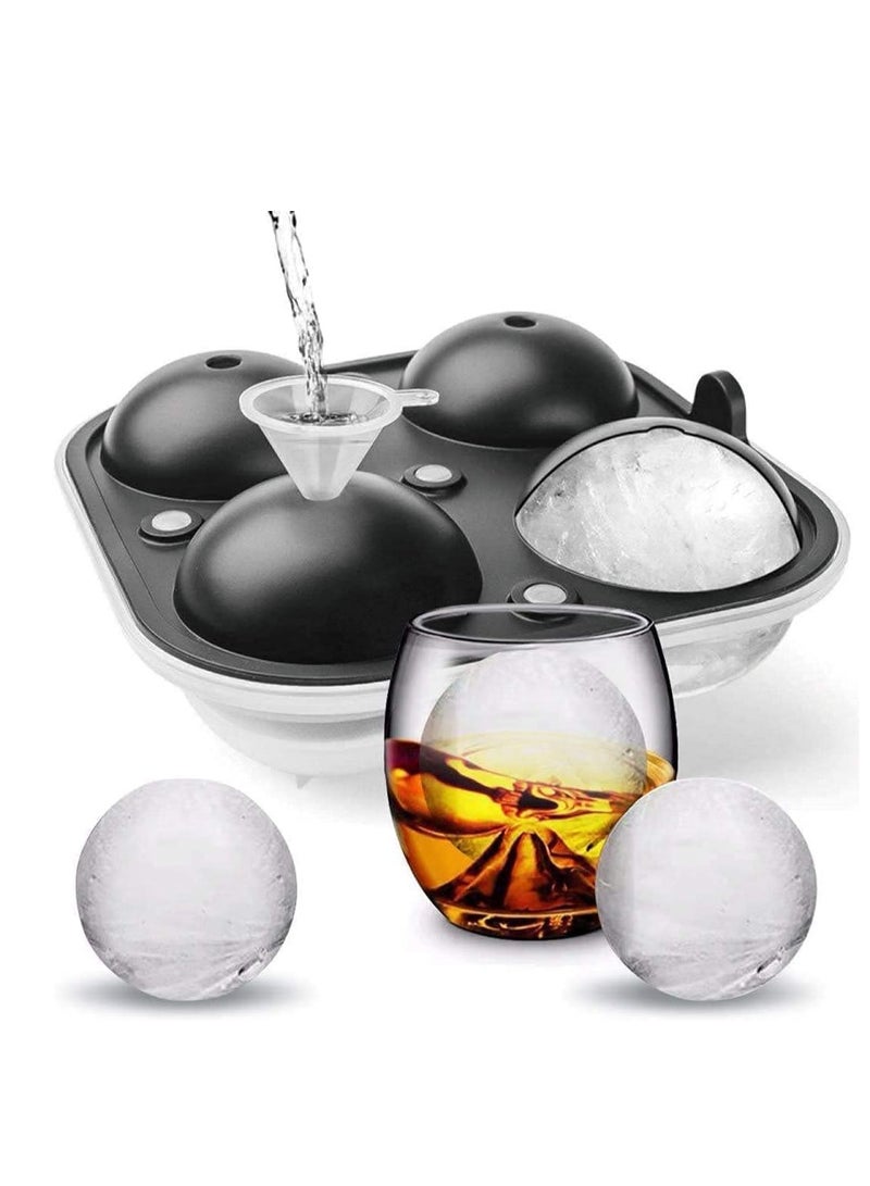Relex Large Ice Ball Maker Tool, Reusable Silicone Sphere Ice Tray with Funnel, Easy to Release and Fill Round Silicone Ice Sphere Mold, Perfect Spheres Craft Ice Maker for Drink  - Image 1