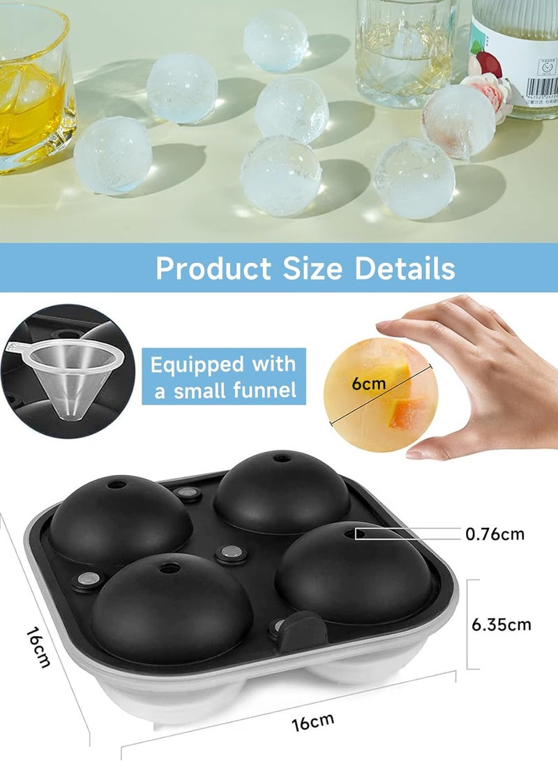 Relex Large Ice Ball Maker Tool, Reusable Silicone Sphere Ice Tray with Funnel, Easy to Release and Fill Round Silicone Ice Sphere Mold, Perfect Spheres Craft Ice Maker for Drink  - Image 2