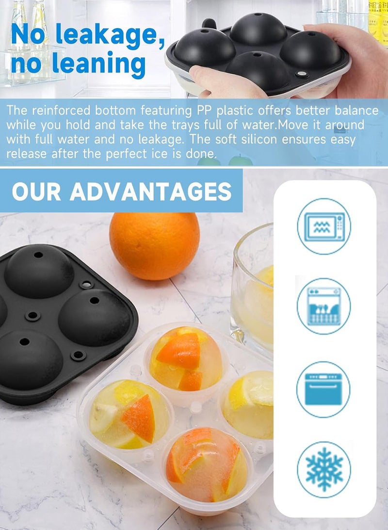 Relex Large Ice Ball Maker Tool, Reusable Silicone Sphere Ice Tray with Funnel, Easy to Release and Fill Round Silicone Ice Sphere Mold, Perfect Spheres Craft Ice Maker for Drink  - Image 3