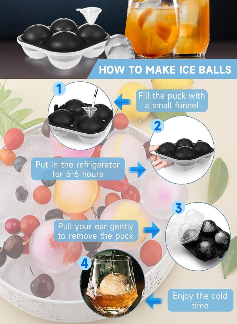 Relex Large Ice Ball Maker Tool, Reusable Silicone Sphere Ice Tray with Funnel, Easy to Release and Fill Round Silicone Ice Sphere Mold, Perfect Spheres Craft Ice Maker for Drink  - Image 4
