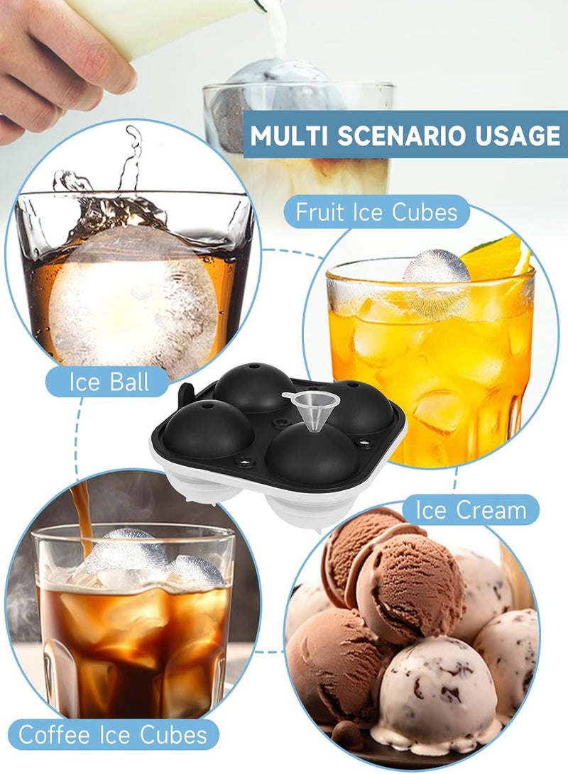 Relex Large Ice Ball Maker Tool, Reusable Silicone Sphere Ice Tray with Funnel, Easy to Release and Fill Round Silicone Ice Sphere Mold, Perfect Spheres Craft Ice Maker for Drink  - Image 5