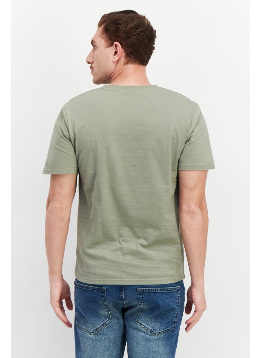 Nordland - Men Crew Neck Short Sleeve Brand Logo T-Shirt, Tea Olive - Image 1