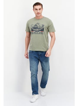 Nordland Men Crew Neck Short Sleeve Brand Logo T-Shirt, Tea Olive  - Image 4