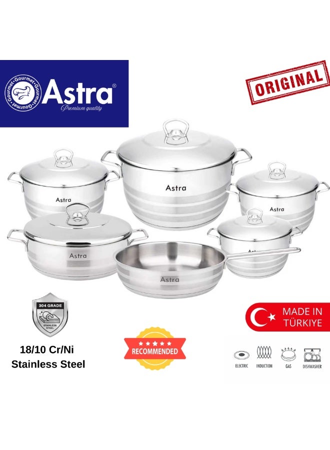 ASTRA 11 Piece 18/10 Stainless Steel Cookware Set Triplex Heavy Capsule Bottom Induction Compatible Premium Pots and Pans Made in Türkiye - Image 1