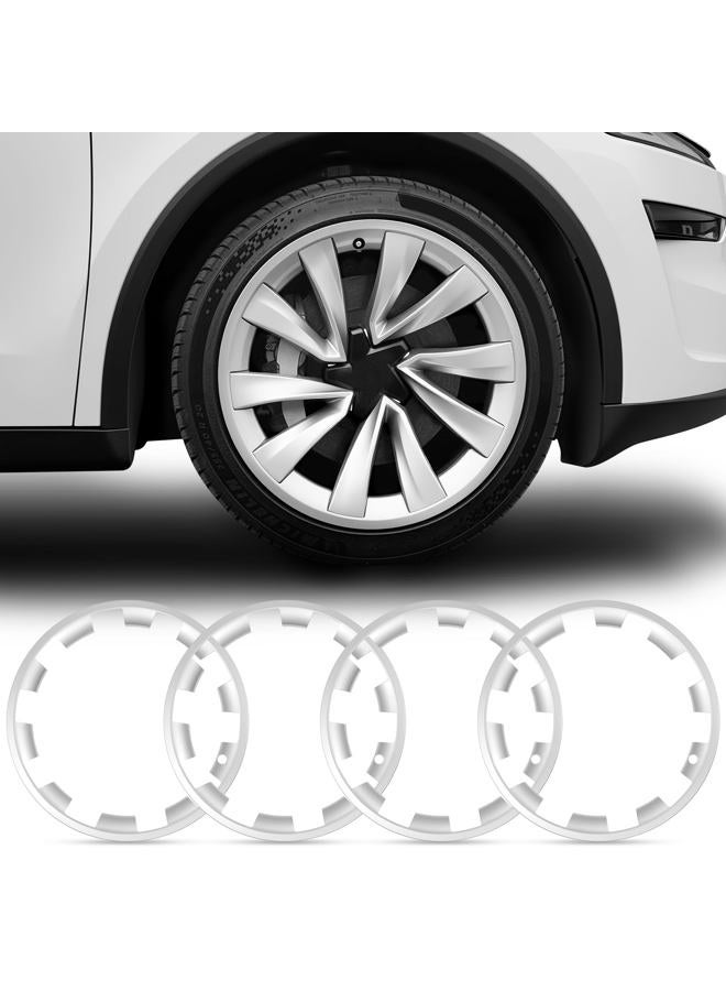 Abystar Wheel Rim Protector for Tesla Model Y Juniper 20” Helix Wheels, 4PCS ABS Anti-Curb Scratch Guard, Silver Rim Edge Trim, No-Drill Snap-On Installation, for Model Y 2026 Accessories - Image 1