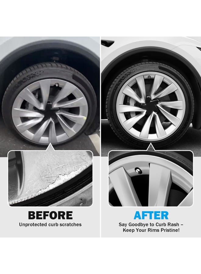 Abystar Wheel Rim Protector for Tesla Model Y Juniper 20” Helix Wheels, 4PCS ABS Anti-Curb Scratch Guard, Silver Rim Edge Trim, No-Drill Snap-On Installation, for Model Y 2026 Accessories - Image 4