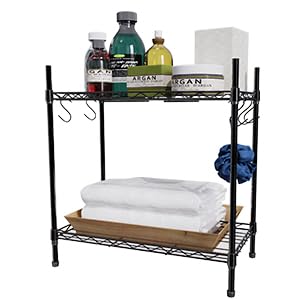 STORACK 2 Tier Heavy Duty Kitchen Storage Rack | Countertop Spice Rack | Pot & Plate Stand | Multipurpose Metal Shelf Organizer with Free Shelf Liners for Kitchen, Bathroom & Desk (18x10x16, Black) - Image 3
