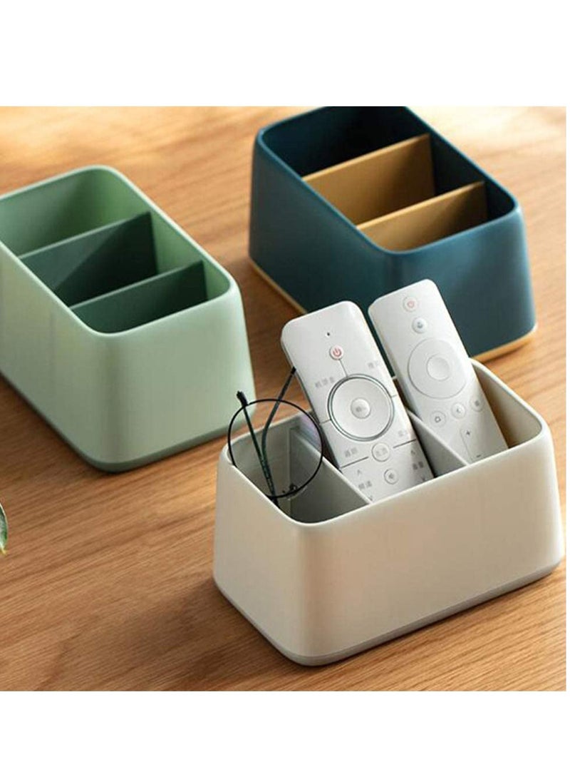 Y&D - Multifunction Remote Control Holder Box, Desk Accessories Holder, Storage Organizer, Makeup Cosmetic Brush Pen Pencil Container For Home Office Supplies Grey White - Image 1