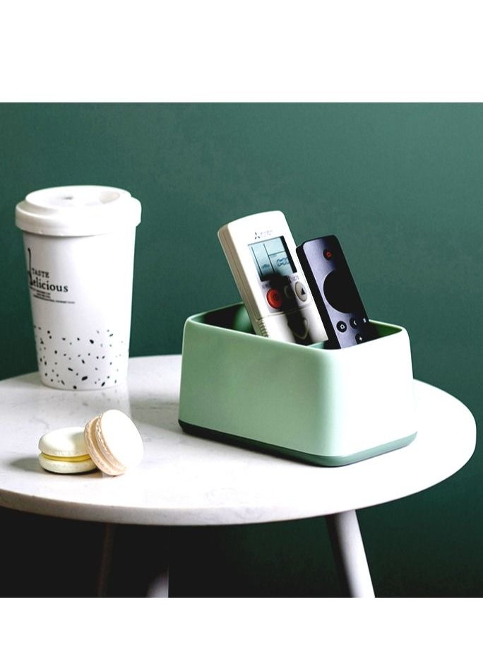 Y&D - Multifunction Remote Control Holder Box, Desk Accessories Holder, Storage Organizer, Makeup Cosmetic Brush Pen Pencil Container For Home Office Supplies Grey White - Image 1