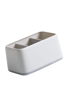 Y&D Multifunction Remote Control Holder Box, Desk Accessories Holder, Storage Organizer, Makeup Cosmetic Brush Pen Pencil Container For Home Office Supplies Grey White  - Image 2