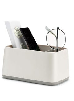 Y&D Multifunction Remote Control Holder Box, Desk Accessories Holder, Storage Organizer, Makeup Cosmetic Brush Pen Pencil Container For Home Office Supplies Grey White  - Image 1