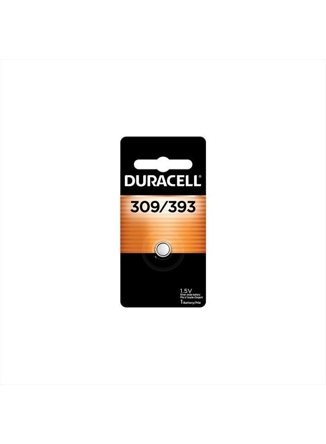 Duracell Duracell 309/393 Silver Oxide Button Battery, 1 Count Pack, 309/393 1.5 Volt Battery, Long-Lasting for Watches, Medical Devices, Calculators, and More  - Image 1