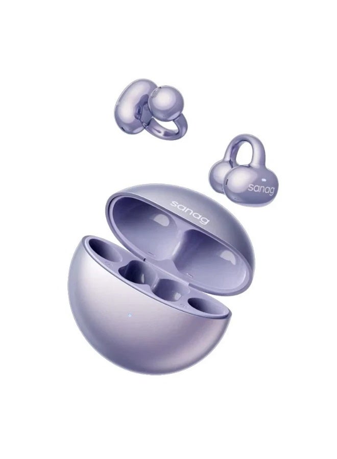 Sanag S6S True Wireless Bluetooth Clip-On Earphones with Microphone, 38H Battery Life, Lavender - Image 2