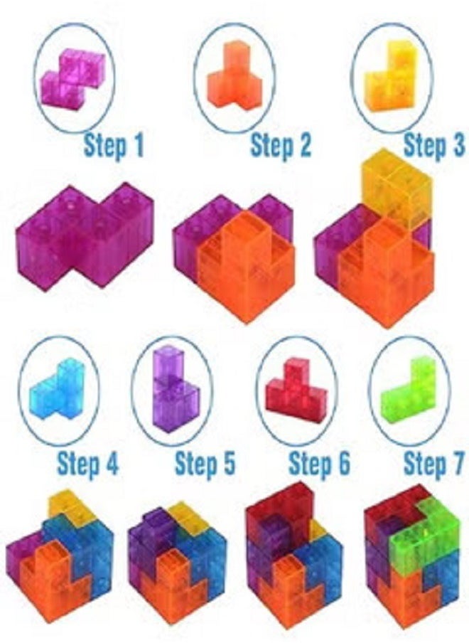 Generic - Magnetic Building Blocks Magic Magnetic 3D Puzzle Cubes, Set of 7 Multi Shapes Magnetic Blocks with 54 Guide Cards, Children's Educational Toys and Stress Relief Fidget Toys for Kids Adults - Image 1