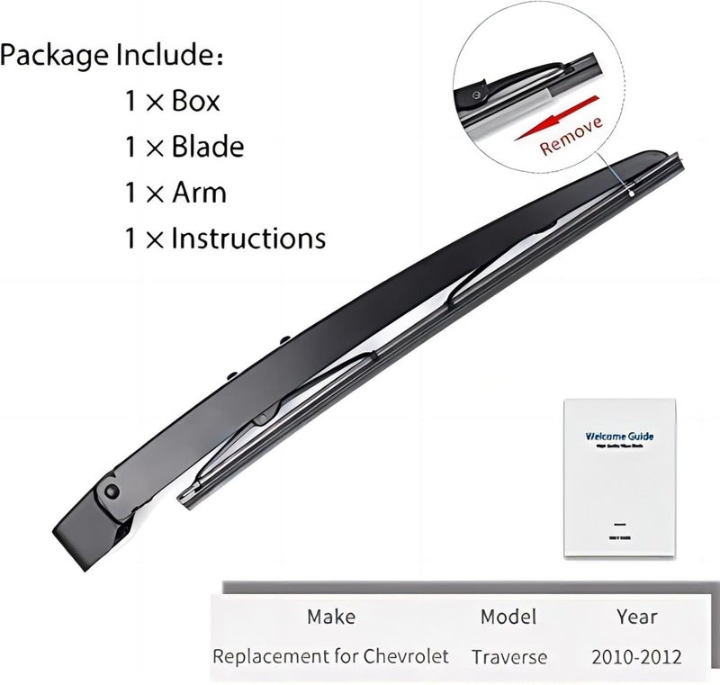 OTUAYAUTO 20935081 Rear Windshield Wiper Arm Blade Set - Replacement for Chevy Traverse 2009-2017 - Image 5
