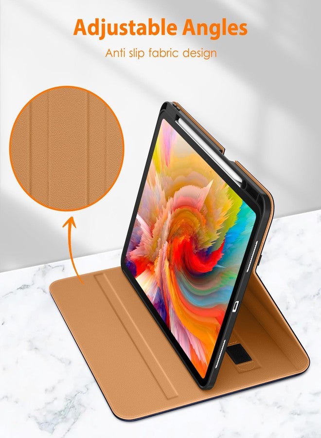 DTTO for iPad Pro 13 inch Case (M4) 2024, Premium Leather Business Folio Stand Cover with Pencil Holder - Auto Wake/Sleep and Multiple Viewing Angles, Built in Hand Strap & Pocket, Navy Blue - Image 4